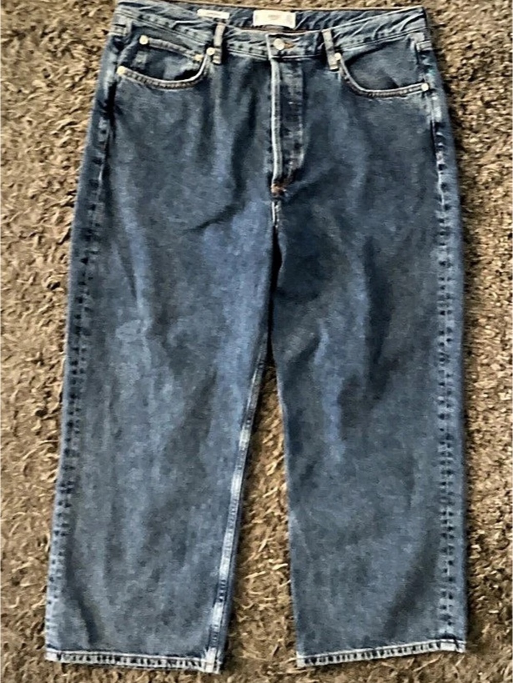 MNG Mango Gabriela Relaxed Jeans in Blue, button fly. Size 8-10